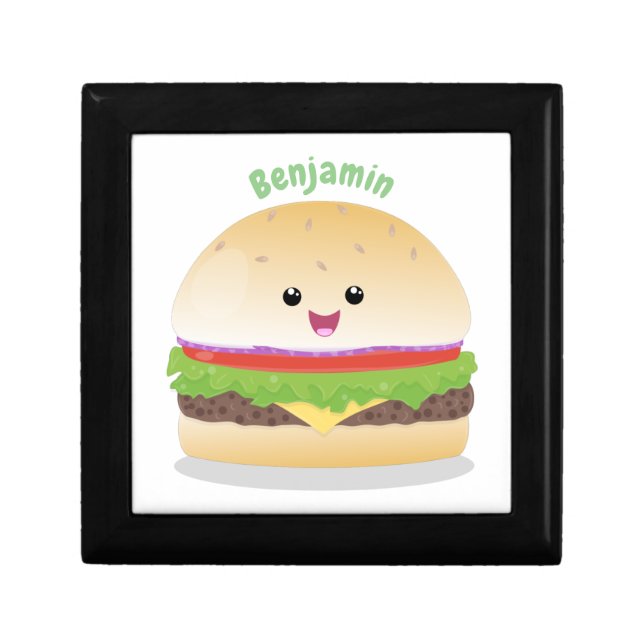 Cute happy kawaii hamburger cartoon gift box (Front)