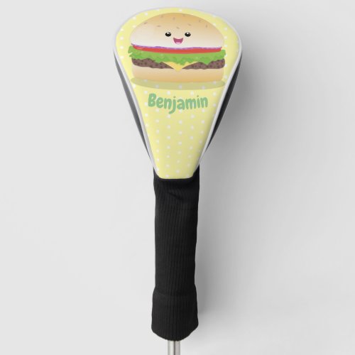 Cute happy kawaii hamburger cartoon golf head cover