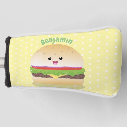 Cute happy kawaii hamburger cartoon golf head cover