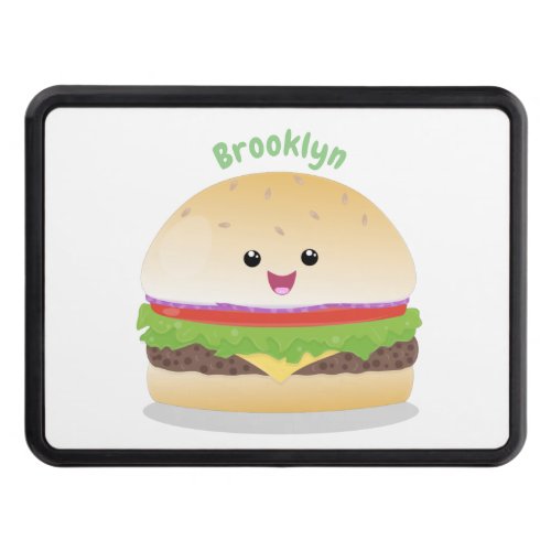 Cute happy kawaii hamburger cartoon hitch cover