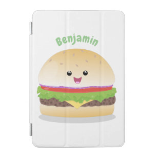 Cute happy kawaii hamburger cartoon iPad mini cover