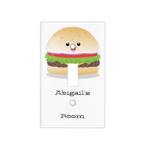 Cute happy kawaii hamburger cartoon  light switch cover