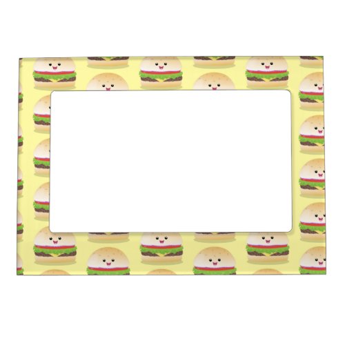 Cute happy kawaii hamburger cartoon magnetic frame