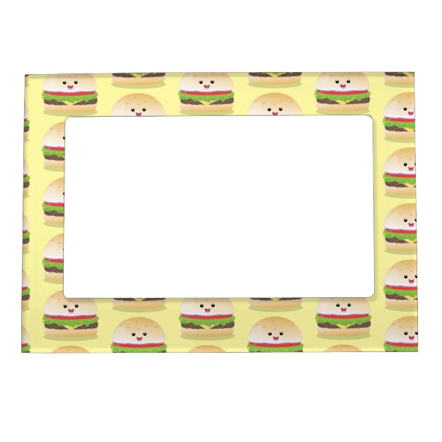 Cute happy kawaii hamburger cartoon magnetic frame (Front)