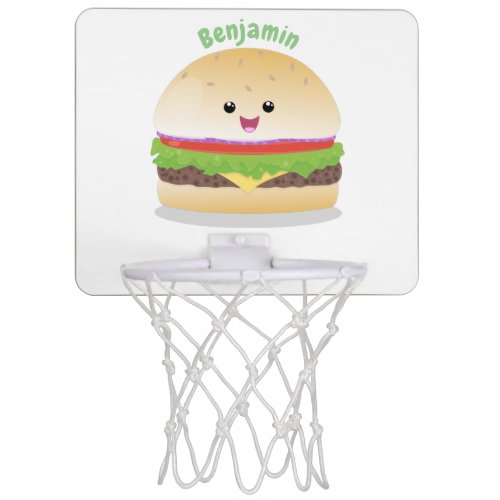 Cute happy kawaii hamburger cartoon mini basketball hoop