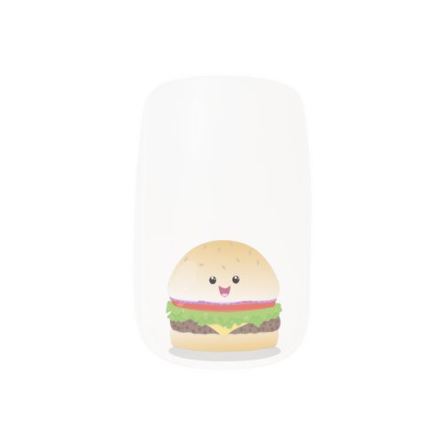 Cute happy kawaii hamburger cartoon minx nail art