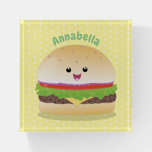 Cute happy kawaii hamburger cartoon paperweight