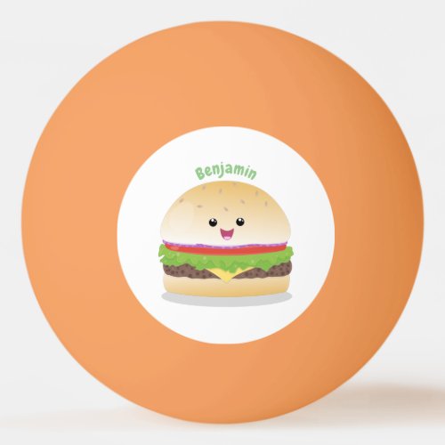 Cute happy kawaii hamburger cartoon ping pong ball