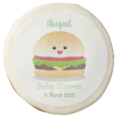 Cute happy kawaii hamburger cartoon sugar cookie