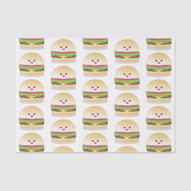 Cute happy kawaii hamburger cartoon tissue paper (Front)