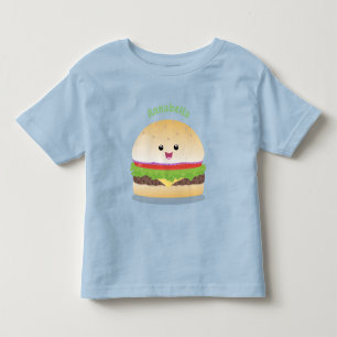 Cute happy kawaii hamburger cartoon toddler t-shirt