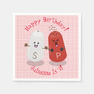 Cute happy kawaii salt and pepper cartoon napkins