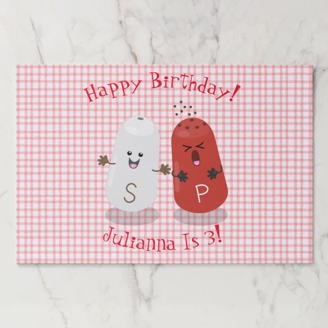 Cute happy kawaii salt and pepper cartoon paper pad (Front)