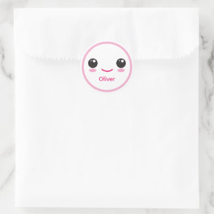 Cute Happy Kawaii Smile Customizable Sticker Pink