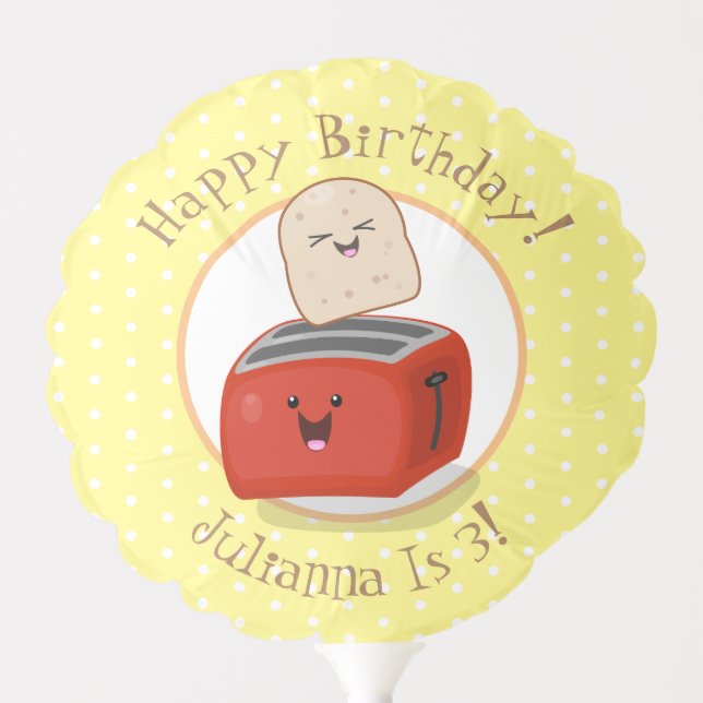 Cute happy kawaii toaster cartoon illustration balloon (Front)