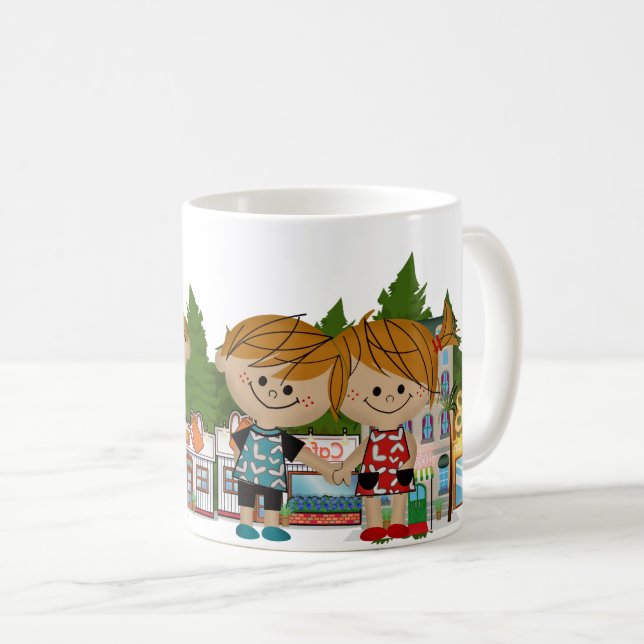 Cute Happy Kids Coffee Mug (Front Right)