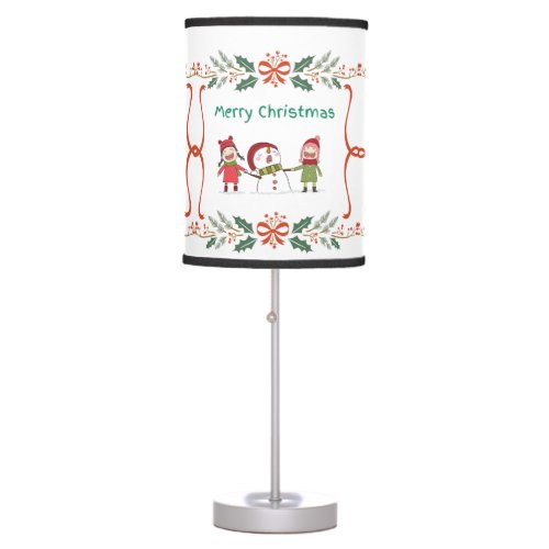  Cute Happy kids Snow Singing Merry Christmas Table Lamp