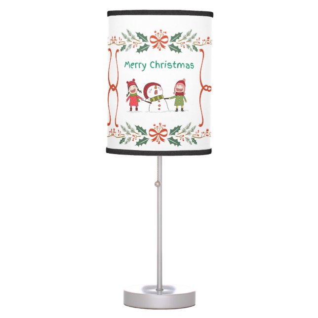  Cute Happy kids Snow Singing Merry Christmas Table Lamp (Front)