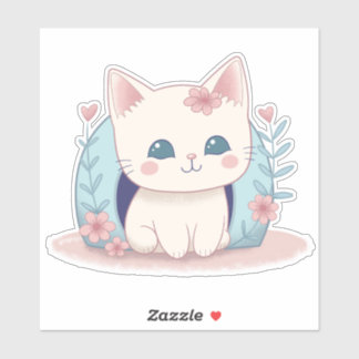 Cute, Happy Kitty with a New Home Sticker