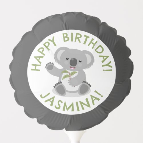 Cute happy koala personalized cartoon birthday balloon