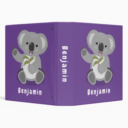 Cute happy koala waving cartoon illustration 3 ring binder