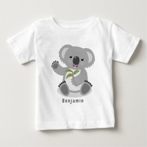 Cute happy koala waving cartoon illustration baby T_Shirt