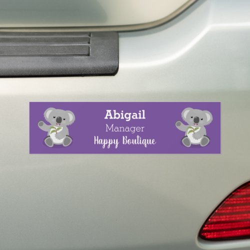 Cute happy koala waving cartoon illustration bumper sticker