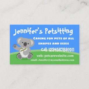 Cute happy koala waving cartoon illustration business card