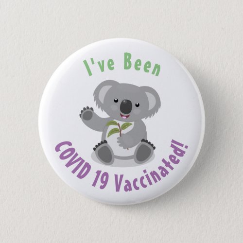 Cute happy koala waving cartoon illustration  button