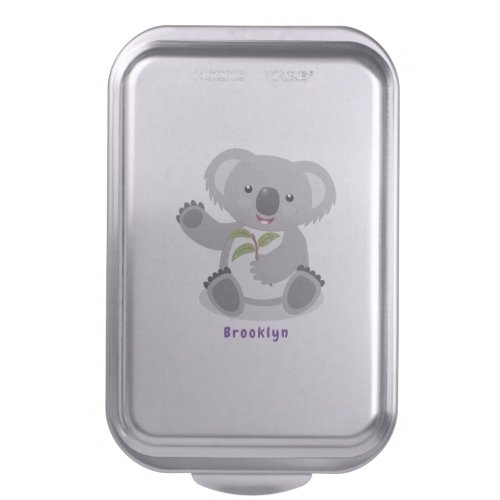 Cute happy koala waving cartoon illustration cake pan