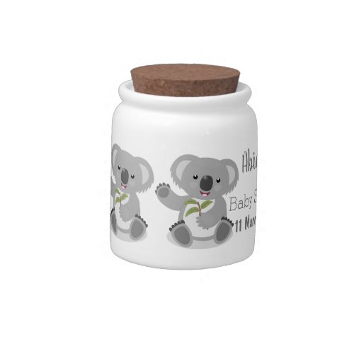 Cute happy koala waving cartoon illustration candy jar