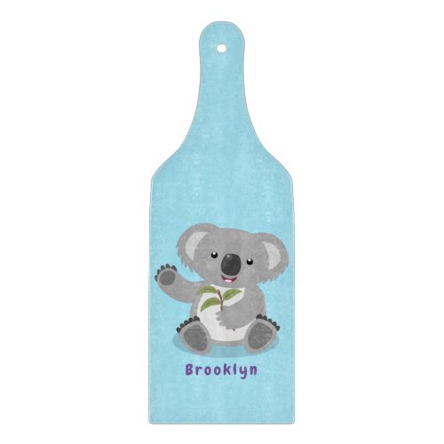 Cute happy koala waving cartoon illustration cutting board