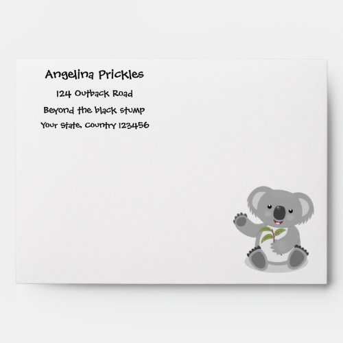 Cute happy koala waving cartoon illustration envelope