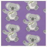 Cute happy koala waving cartoon illustration fabric