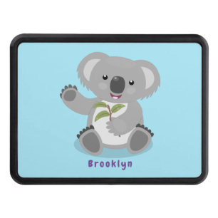 Cute happy koala waving cartoon illustration hitch cover