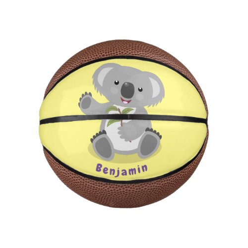 Cute happy koala waving cartoon illustration mini basketball