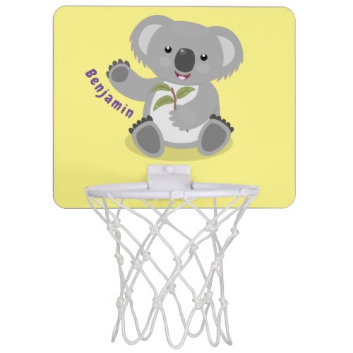 Cute happy koala waving cartoon illustration mini basketball hoop