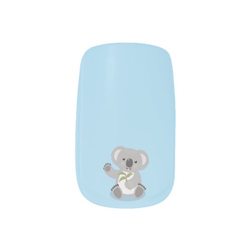 Cute happy koala waving cartoon illustration minx nail art