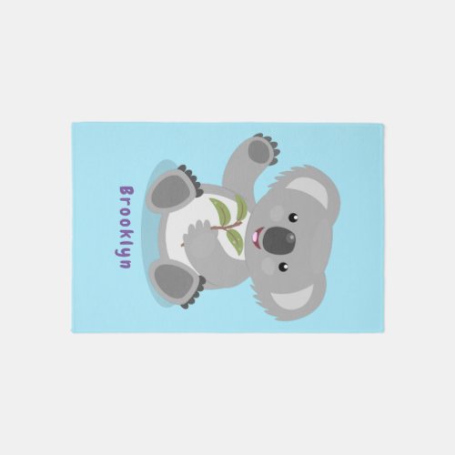 Cute happy koala waving cartoon illustration rug