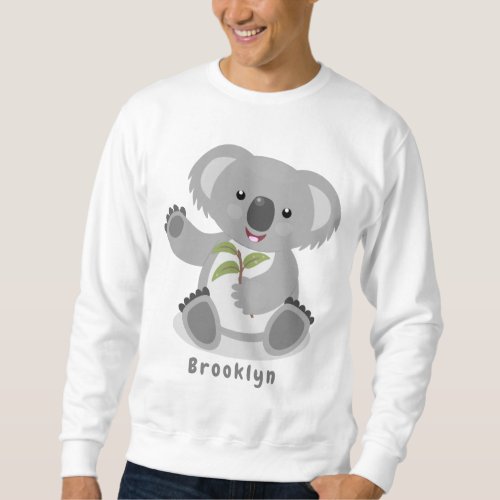 Cute happy koala waving cartoon illustration sweatshirt