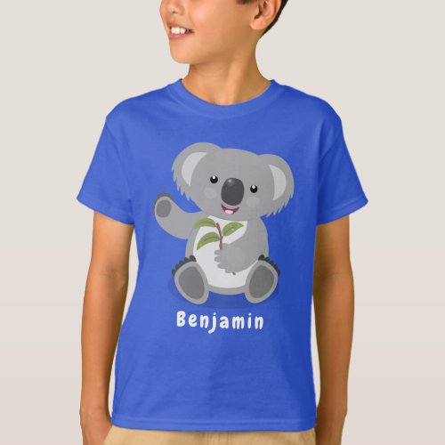 Cute happy koala waving cartoon illustration T_Shirt