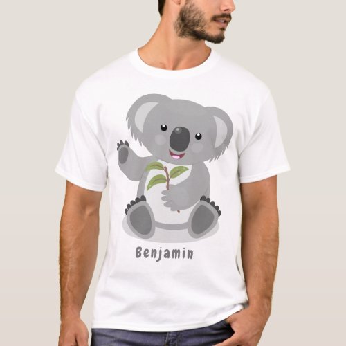 Cute happy koala waving cartoon illustration T_Shirt