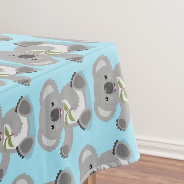 Cute happy koala waving cartoon illustration tablecloth (In Situ)