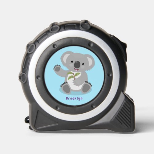 Cute happy koala waving cartoon illustration tape measure