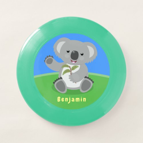 Cute happy koala waving cartoon illustration Wham_O frisbee