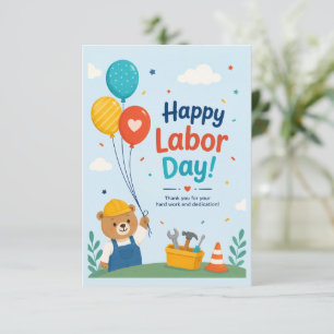 Cute Happy Labor Day Worker Appreciation Greeting Thank You Card