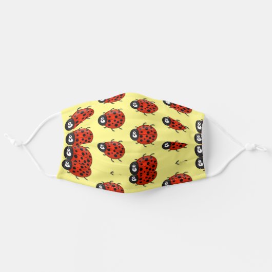 Cute happy lady bug cartoon pattern adult cloth face mask (Front, Unfolded)