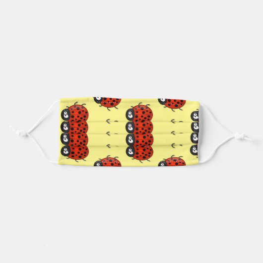 Cute happy lady bug cartoon pattern adult cloth face mask (Front, Folded)