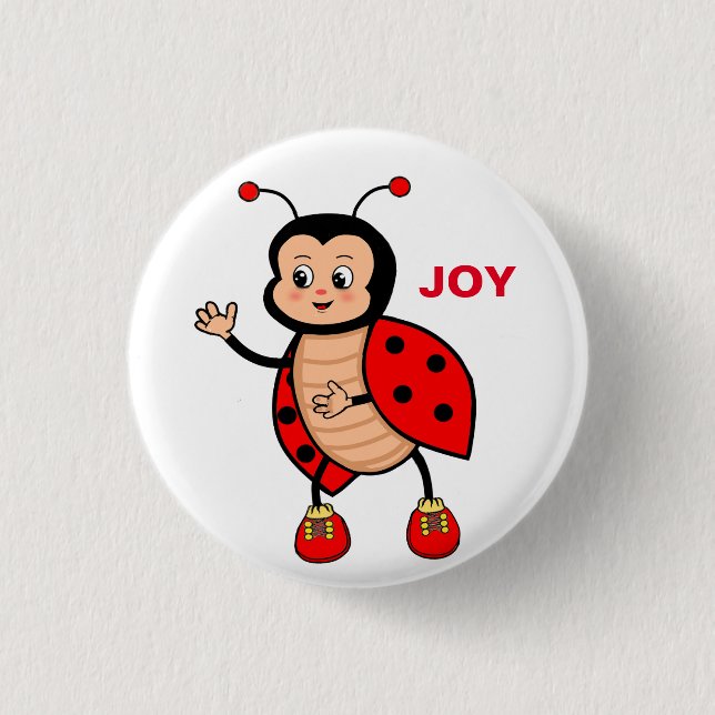 Cute Happy Ladybug Cartoon  Button (Front)