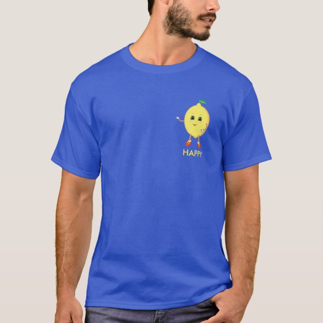 Cute happy lemon cartoon & calligraphy T-Shirt (Front)